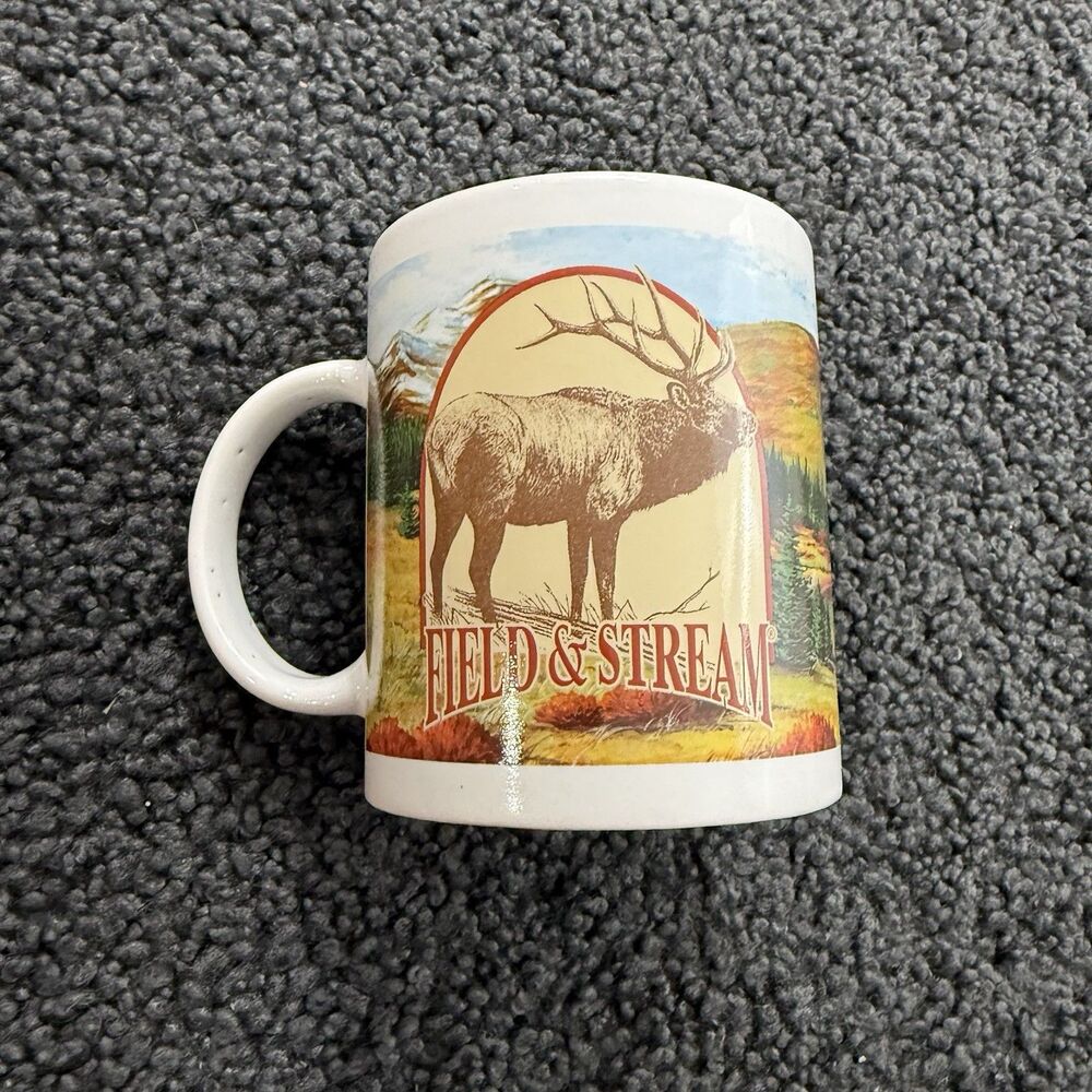 Field and Stream White Coffee Cup With Elk And Pheasant